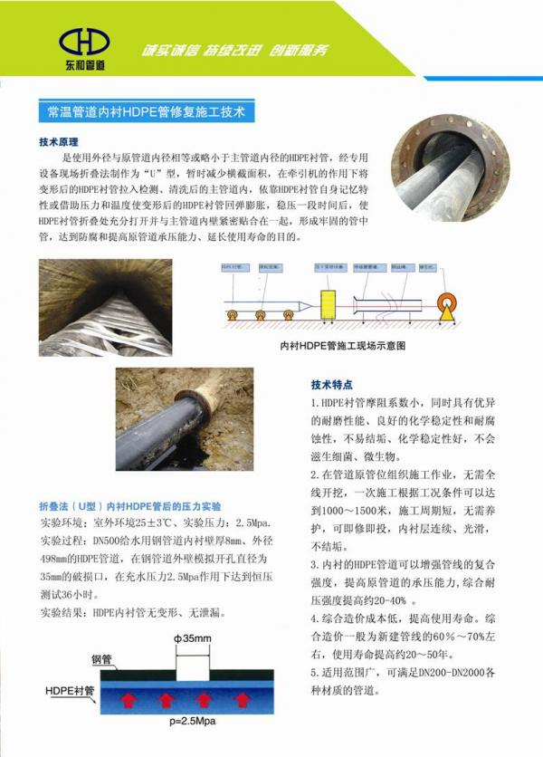 管道内衬修复技术的特点与原理